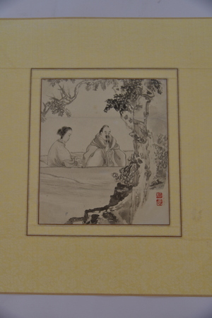  70年代柳子谷高士吹簫圖紙本鏡片