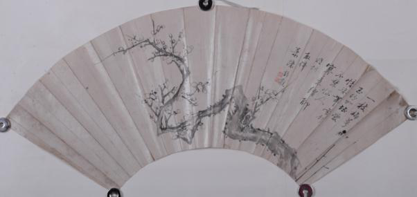  清靜觀梅花圖紙本折扇面