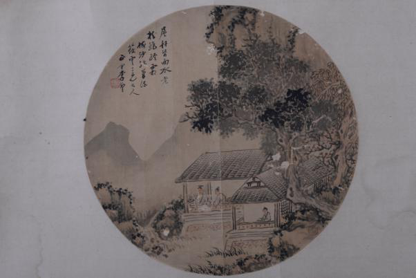 清李墅設色人物圖絹本圓扇面