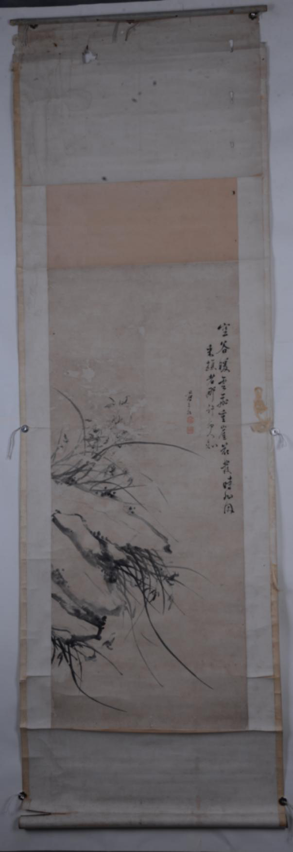 清蔣予檢蘭石圖紙本軸
