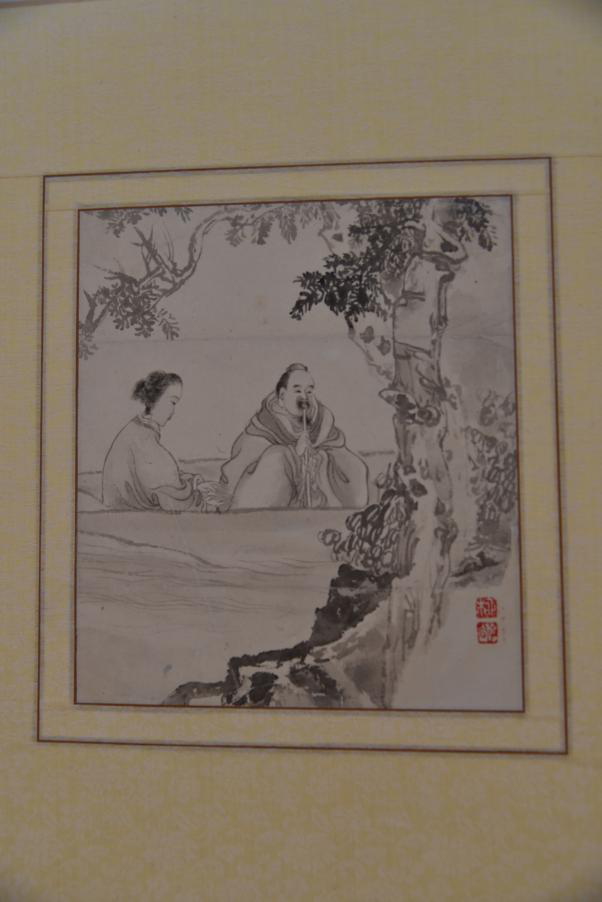 20世紀(jì)70年代柳子谷高士吹簫圖紙本鏡片